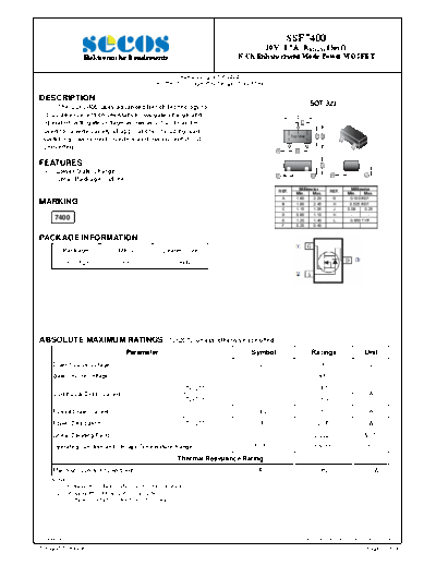 Secos ssf7400  . Electronic Components Datasheets Active components Transistors Secos ssf7400.pdf