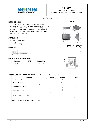 Secos ssg4435  . Electronic Components Datasheets Active components Transistors Secos ssg4435.pdf