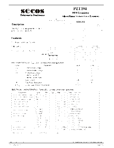 Secos pzt194  . Electronic Components Datasheets Active components Transistors Secos pzt194.pdf