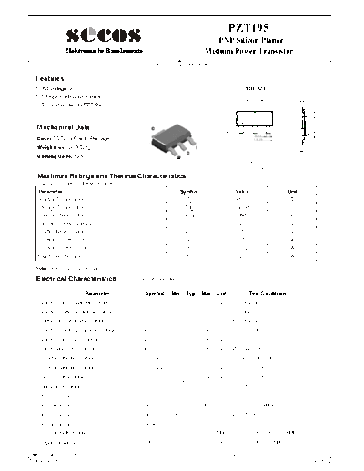 Secos pzt195  . Electronic Components Datasheets Active components Transistors Secos pzt195.pdf