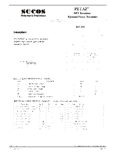 Secos pzta27  . Electronic Components Datasheets Active components Transistors Secos pzta27.pdf