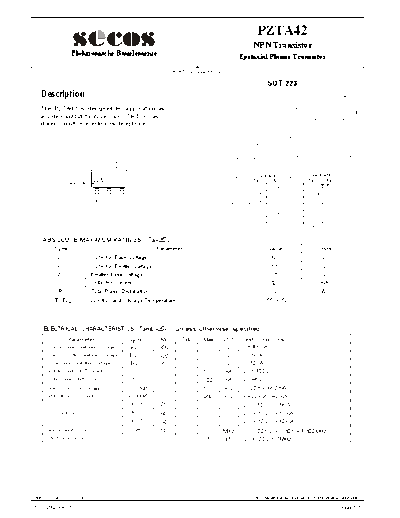 Secos pzta42  . Electronic Components Datasheets Active components Transistors Secos pzta42.pdf