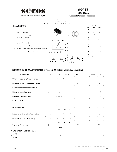 Secos s9013  . Electronic Components Datasheets Active components Transistors Secos s9013.pdf