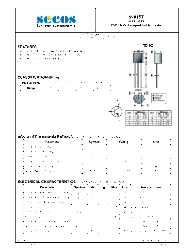 Secos s9015t  . Electronic Components Datasheets Active components Transistors Secos s9015t.pdf