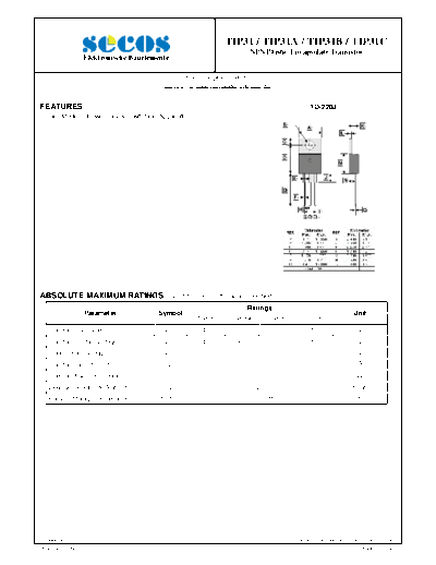 Secos tip31  . Electronic Components Datasheets Active components Transistors Secos tip31.pdf