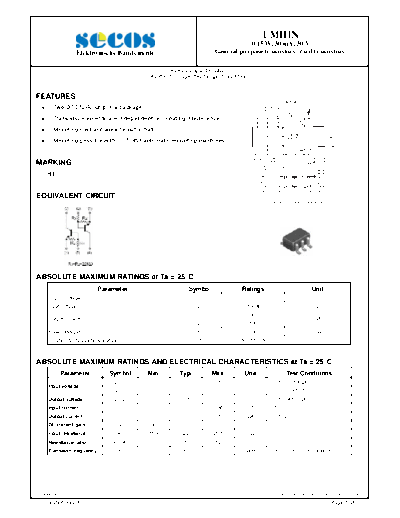 Secos umh1n  . Electronic Components Datasheets Active components Transistors Secos umh1n.pdf