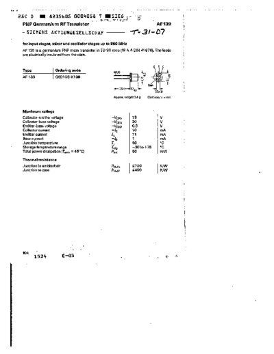Siemens af139  . Electronic Components Datasheets Active components Transistors Siemens af139.pdf