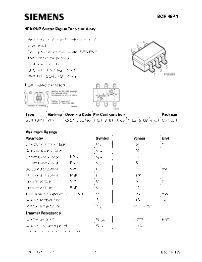 Siemens bcr48pn  . Electronic Components Datasheets Active components Transistors Siemens bcr48pn.pdf