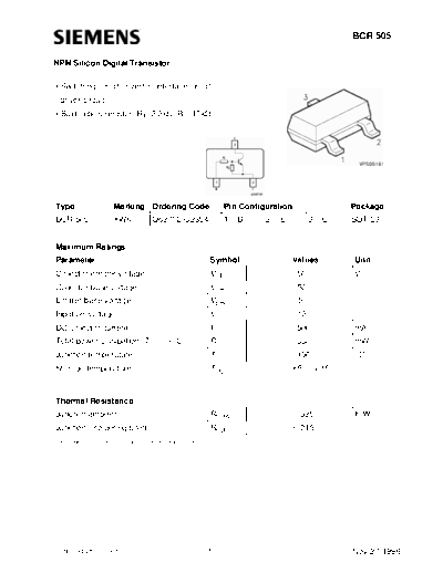 Siemens bcr505  . Electronic Components Datasheets Active components Transistors Siemens bcr505.pdf