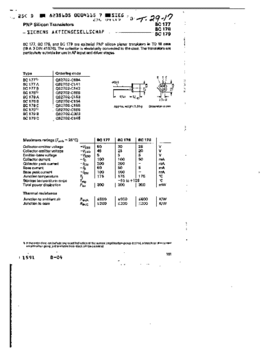 Siemens bc177 bc178 bc179  . Electronic Components Datasheets Active components Transistors Siemens bc177_bc178_bc179.pdf