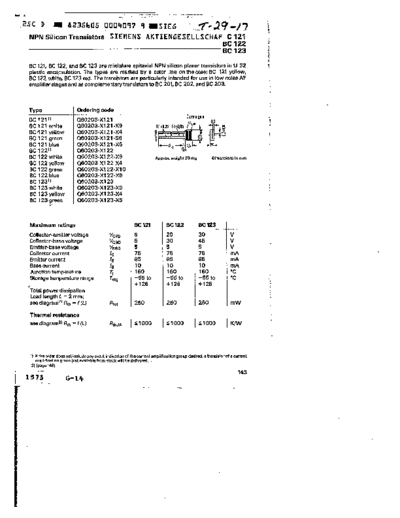 Siemens bc121 bc122 bc123  . Electronic Components Datasheets Active components Transistors Siemens bc121_bc122_bc123.pdf