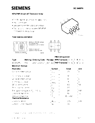 Siemens bc846pn  . Electronic Components Datasheets Active components Transistors Siemens bc846pn.pdf