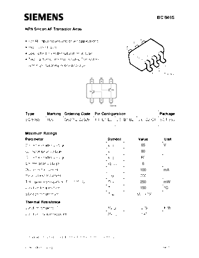 Siemens bc846s  . Electronic Components Datasheets Active components Transistors Siemens bc846s.pdf