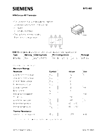 Siemens bfs482  . Electronic Components Datasheets Active components Transistors Siemens bfs482.pdf