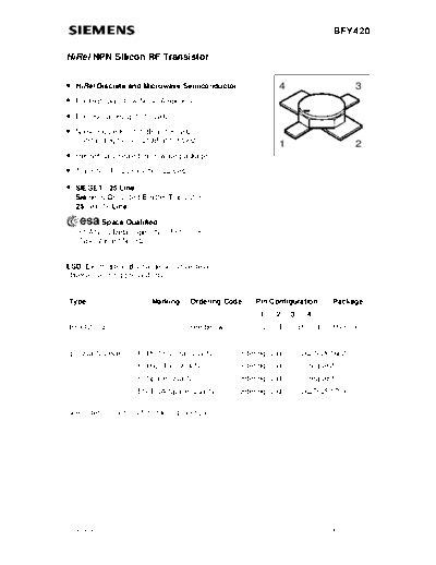 . Electronic Components Datasheets bfy420  . Electronic Components Datasheets Active components Transistors Siemens bfy420.pdf