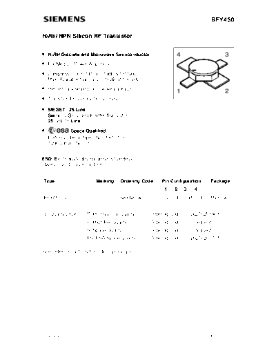 Siemens bfy450  . Electronic Components Datasheets Active components Transistors Siemens bfy450.pdf