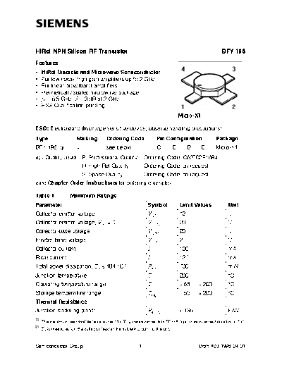 Siemens bfy196  . Electronic Components Datasheets Active components Transistors Siemens bfy196.pdf