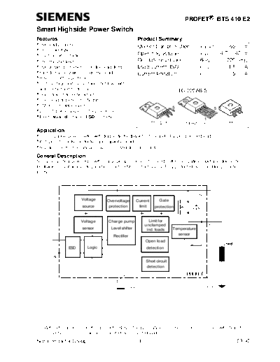 Siemens bts410e2  . Electronic Components Datasheets Active components Transistors Siemens bts410e2.pdf