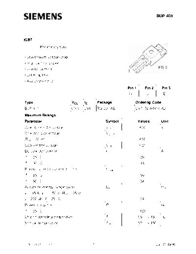 Siemens bup401  . Electronic Components Datasheets Active components Transistors Siemens bup401.pdf