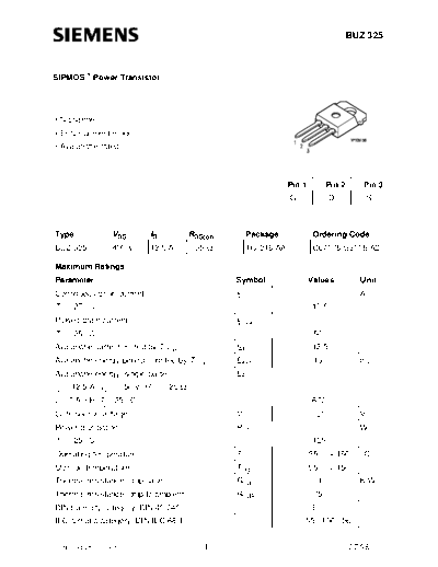 Siemens buz325  . Electronic Components Datasheets Active components Transistors Siemens buz325.pdf