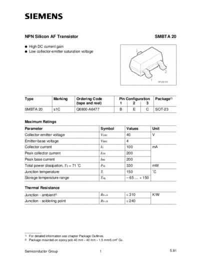 Siemens smbta20  . Electronic Components Datasheets Active components Transistors Siemens smbta20.pdf