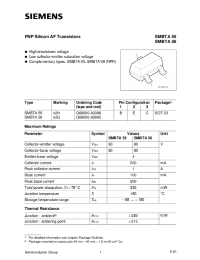 Siemens smbta55  . Electronic Components Datasheets Active components Transistors Siemens smbta55.pdf