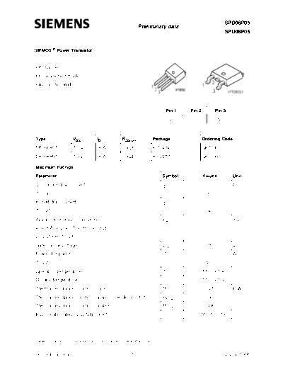Siemens spd08p05  . Electronic Components Datasheets Active components Transistors Siemens spd08p05.pdf