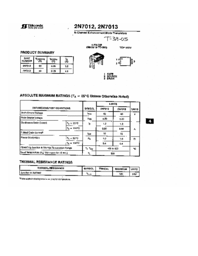 Siliconix 2n7012 2n7013  . Electronic Components Datasheets Active components Transistors Siliconix 2n7012_2n7013.pdf