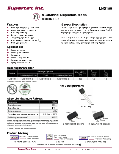 Supertex lnd150  . Electronic Components Datasheets Active components Transistors Supertex lnd150.pdf