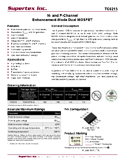 Supertex tc6215  . Electronic Components Datasheets Active components Transistors Supertex tc6215.pdf