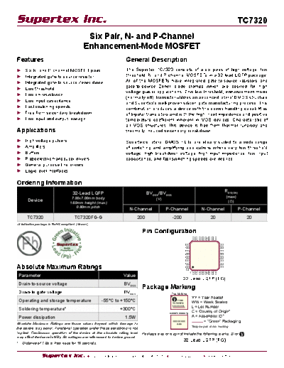 Supertex tc7320  . Electronic Components Datasheets Active components Transistors Supertex tc7320.pdf