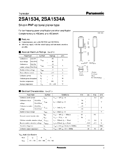 Panasonic 2sa1534 e  . Electronic Components Datasheets Active components Transistors Panasonic 2sa1534_e.pdf