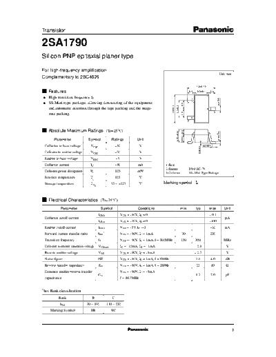 Panasonic 2sa1790  . Electronic Components Datasheets Active components Transistors Panasonic 2sa1790.pdf