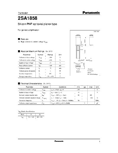 Panasonic 2sa1858 e  . Electronic Components Datasheets Active components Transistors Panasonic 2sa1858_e.pdf