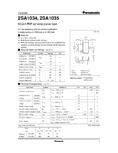 Panasonic 2sa1034 2sa1035  . Electronic Components Datasheets Active components Transistors Panasonic 2sa1034_2sa1035.pdf