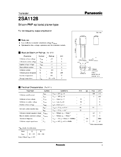 Panasonic 2sa1128 e  . Electronic Components Datasheets Active components Transistors Panasonic 2sa1128_e.pdf