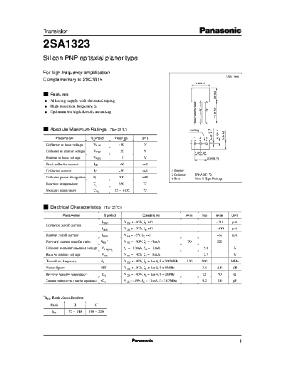 . Electronic Components Datasheets 2sa1323  . Electronic Components Datasheets Active components Transistors Panasonic 2sa1323.pdf