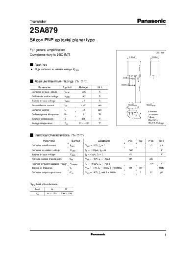 Panasonic 2sa879 e  . Electronic Components Datasheets Active components Transistors Panasonic 2sa879_e.pdf