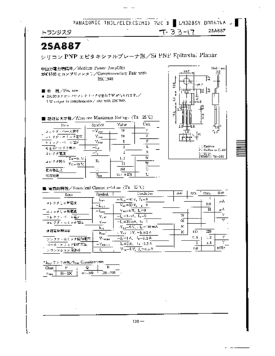 Panasonic 2sa887  . Electronic Components Datasheets Active components Transistors Panasonic 2sa887.pdf