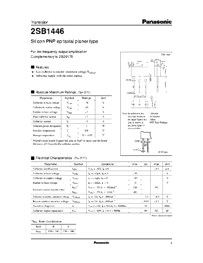 Panasonic 2sb1446  . Electronic Components Datasheets Active components Transistors Panasonic 2sb1446.pdf