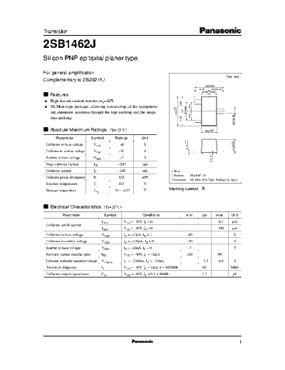 Panasonic 2sb1462j e  . Electronic Components Datasheets Active components Transistors Panasonic 2sb1462j_e.pdf