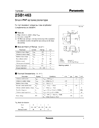 Panasonic 2sb1463 e  . Electronic Components Datasheets Active components Transistors Panasonic 2sb1463_e.pdf