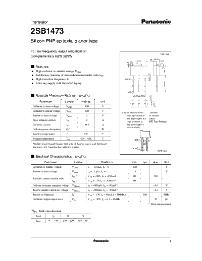 . Electronic Components Datasheets 2sb1473 e  . Electronic Components Datasheets Active components Transistors Panasonic 2sb1473_e.pdf