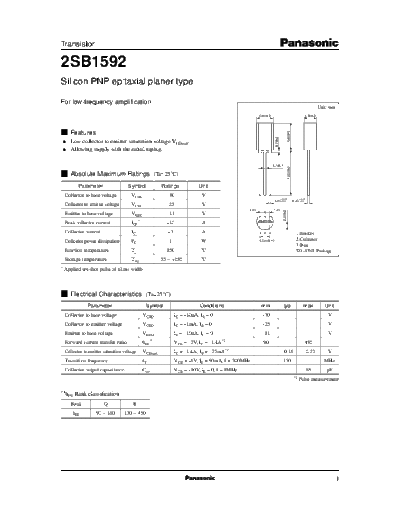 Panasonic 2sb1592 e  . Electronic Components Datasheets Active components Transistors Panasonic 2sb1592_e.pdf