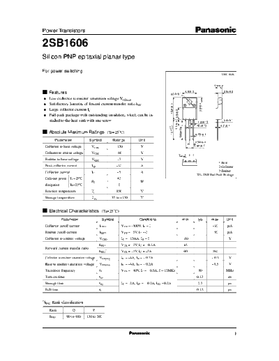 Panasonic 2sb1606  . Electronic Components Datasheets Active components Transistors Panasonic 2sb1606.pdf