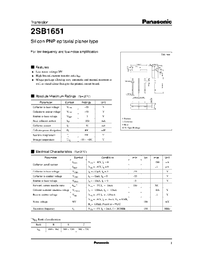 . Electronic Components Datasheets 2sb1651 e  . Electronic Components Datasheets Active components Transistors Panasonic 2sb1651_e.pdf