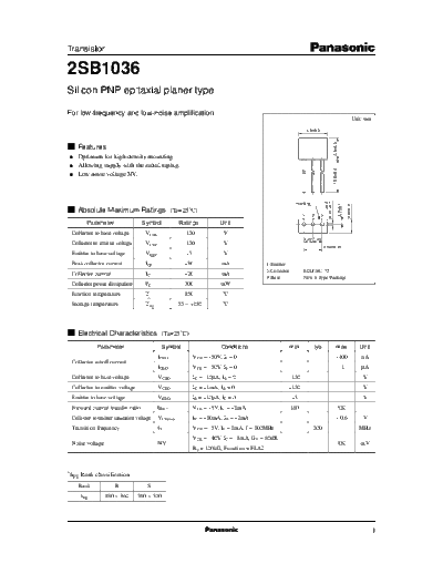 Panasonic 2sb1036  . Electronic Components Datasheets Active components Transistors Panasonic 2sb1036.pdf