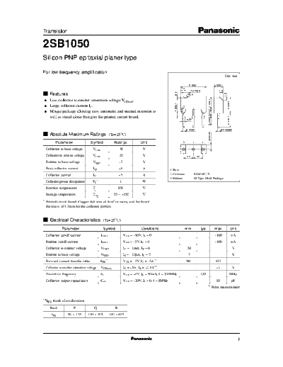 Panasonic 2sb1050 e  . Electronic Components Datasheets Active components Transistors Panasonic 2sb1050_e.pdf