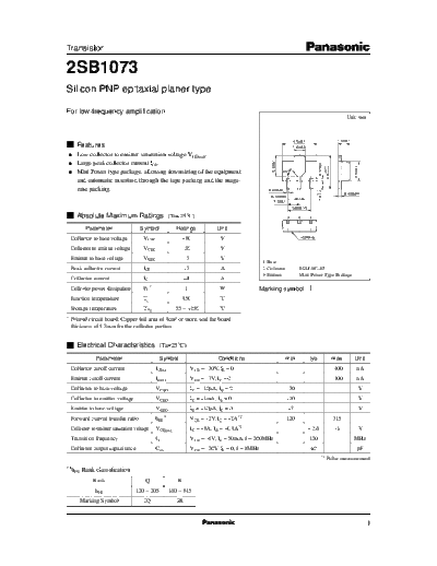 Panasonic 2sb1073  . Electronic Components Datasheets Active components Transistors Panasonic 2sb1073.pdf