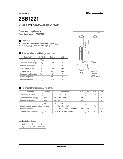 Panasonic 2sb1221 e  . Electronic Components Datasheets Active components Transistors Panasonic 2sb1221_e.pdf